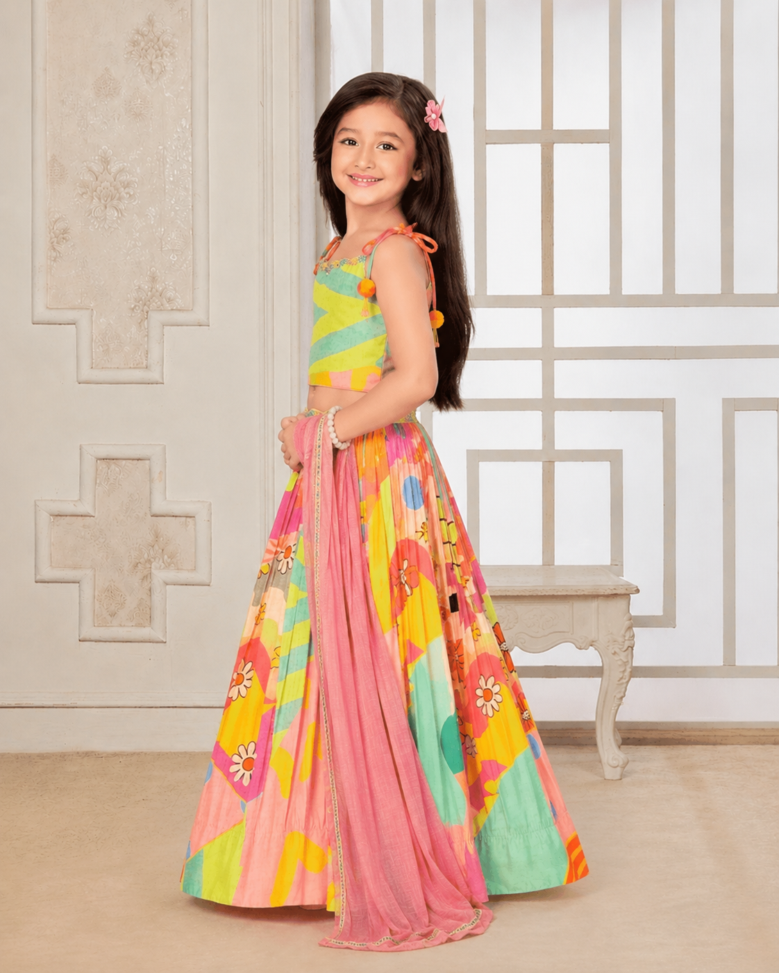 Trendy Multicolor Crop Top & Skirt Lehenga Set for Girls – Festive & Party Wear 4685