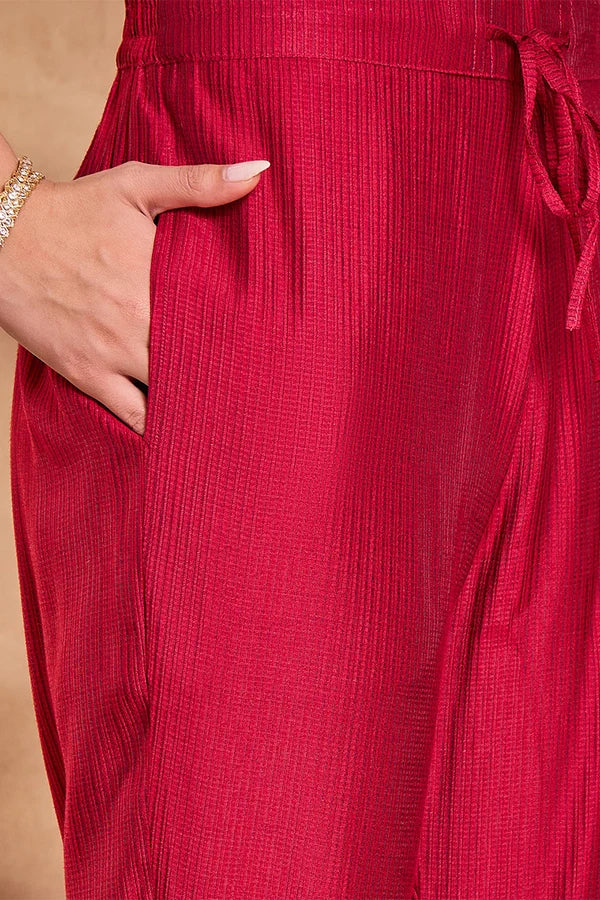 Pink Silk Blend Floral Printed Straight Kurta Trouser With Dupatta
