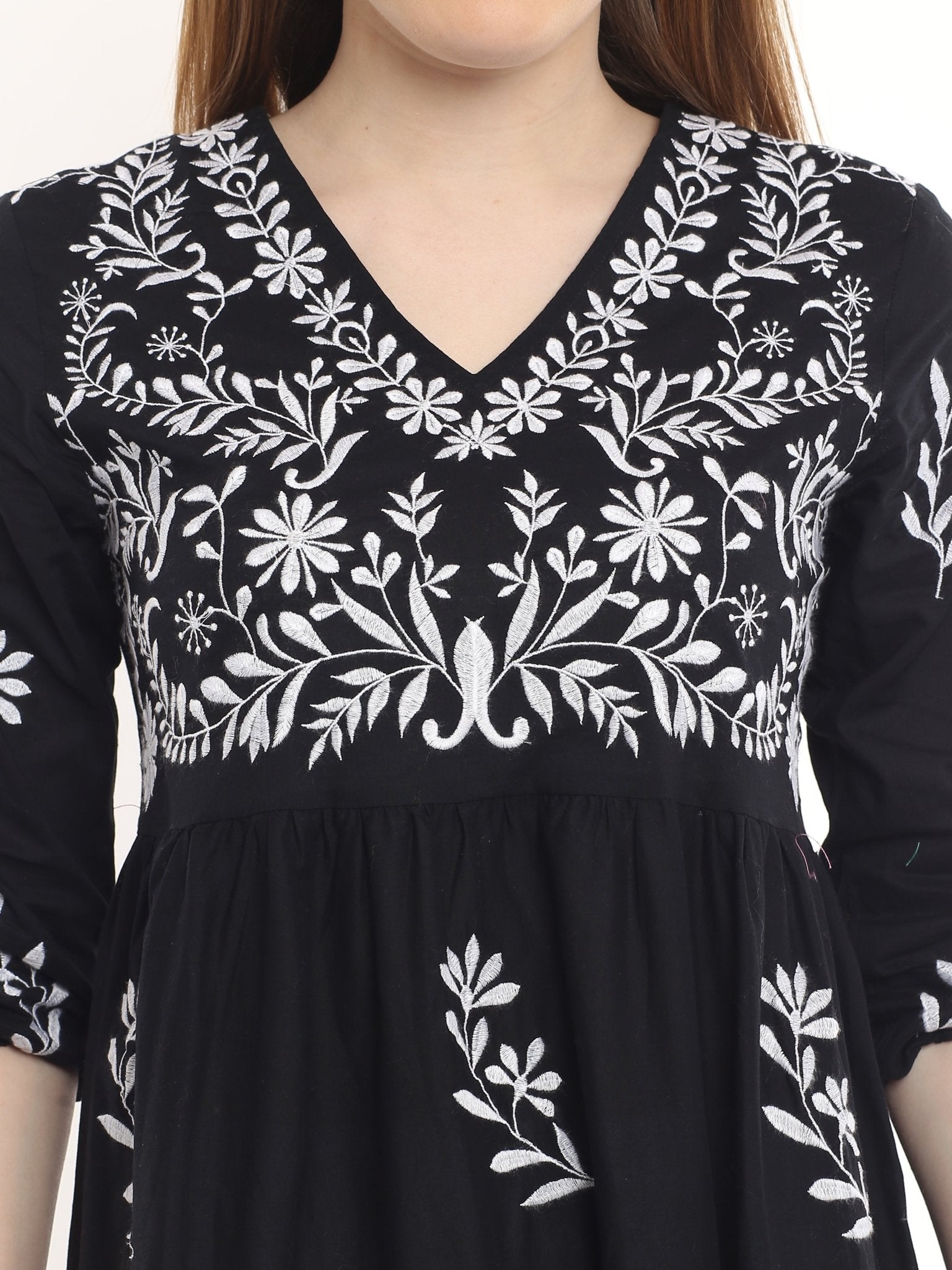 Black Handmade Embroidery Dress - DWEEP SARA