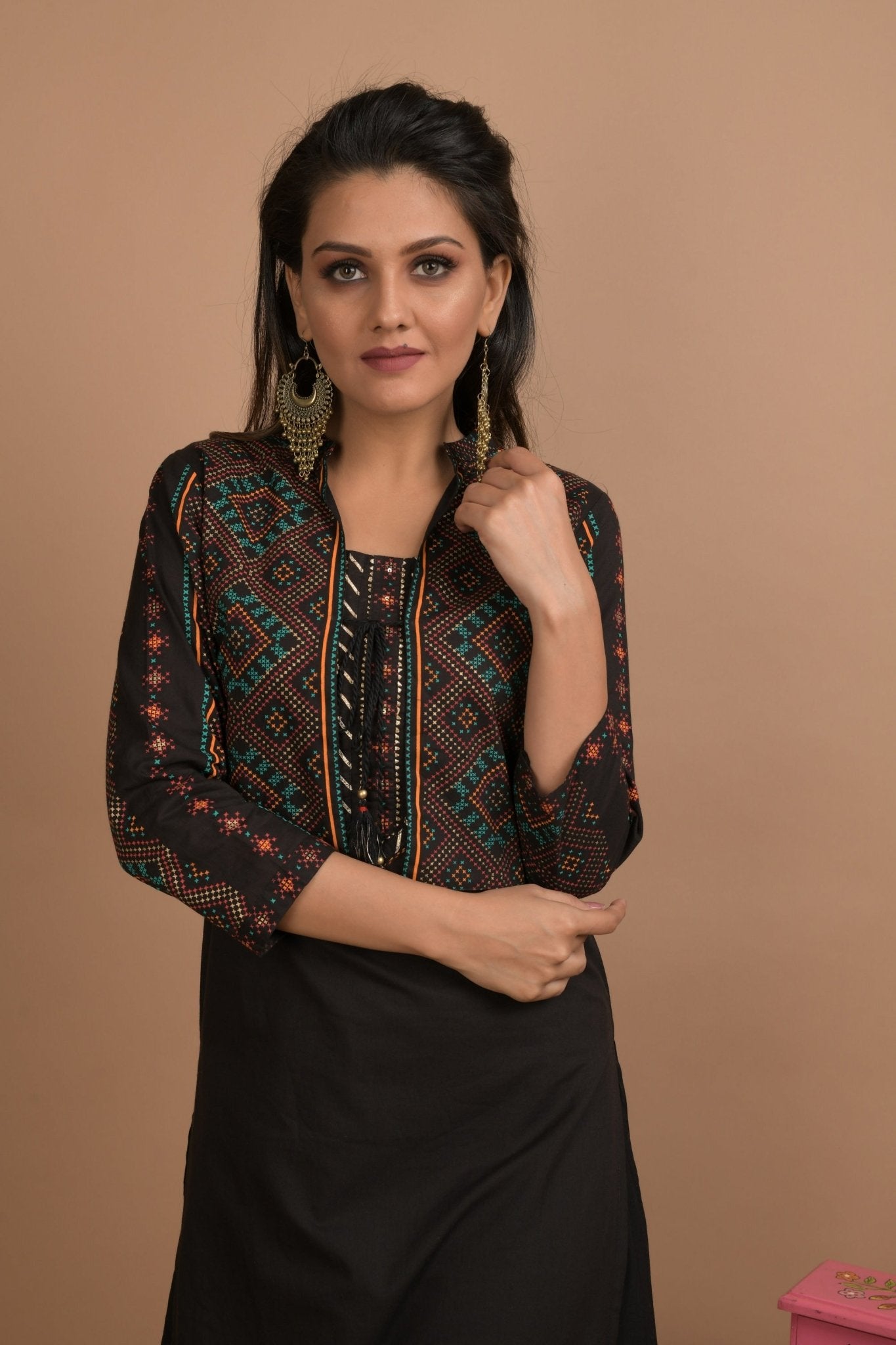 BLACK KURTA JACKET PLAZZO SET - DWEEP SARA