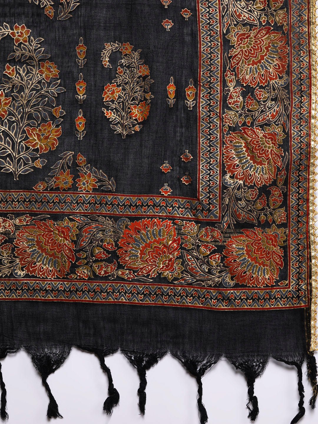 Black Solid Silk Blend Kalamkari Suit Set - DWEEP SARA