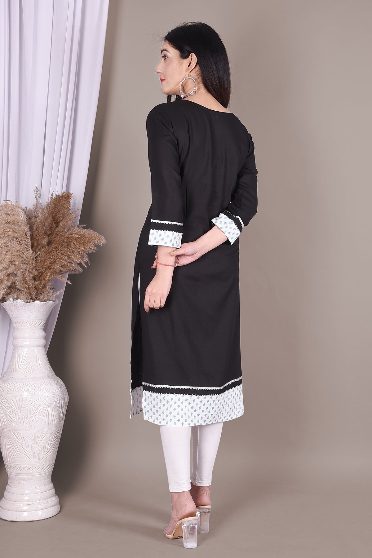 Black & White Straight Fit Soft Cotton Kurta - DWEEP SARA