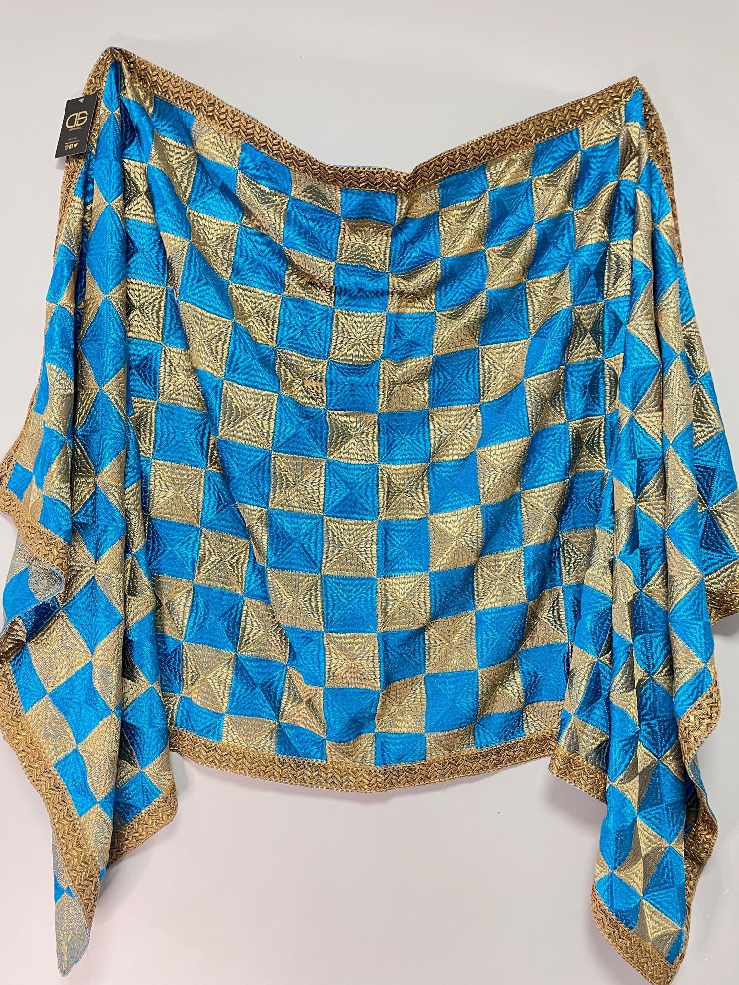 Blue Chinnon Full Jaal Phulkari - DWEEP SARA