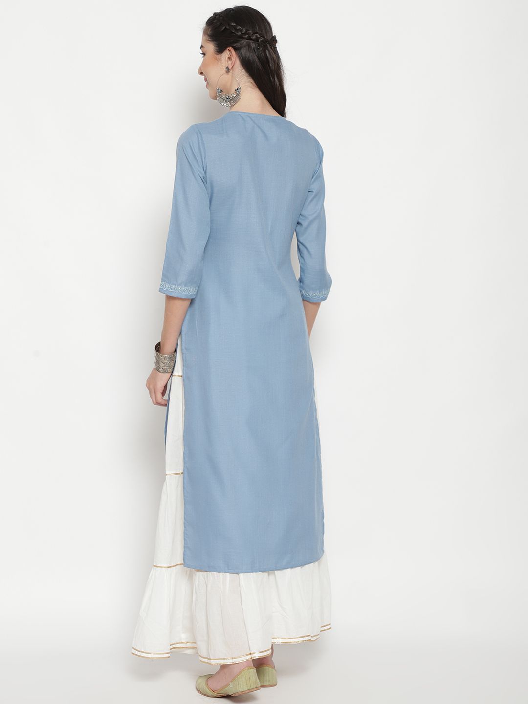 Blue Embroidered Kurta - DWEEP SARA