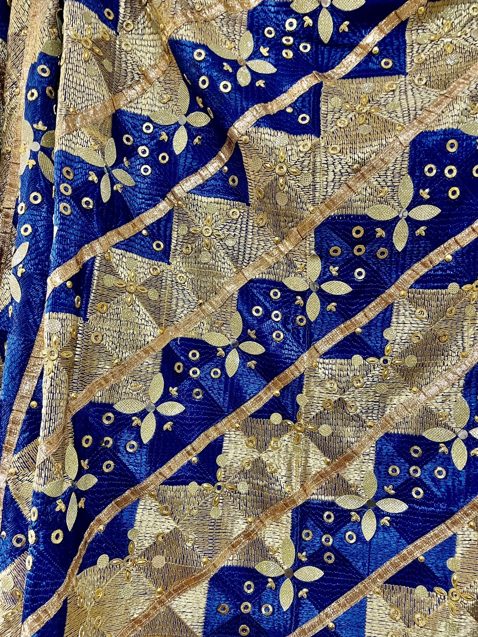 Blue & Gold Phulkari - DWEEP SARA