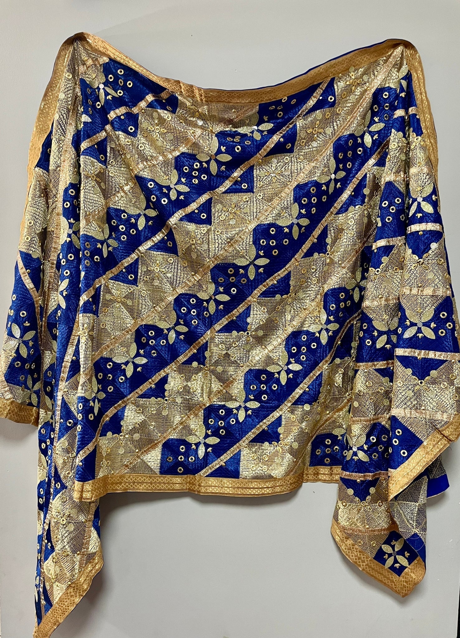 Blue & Gold Phulkari - DWEEP SARA