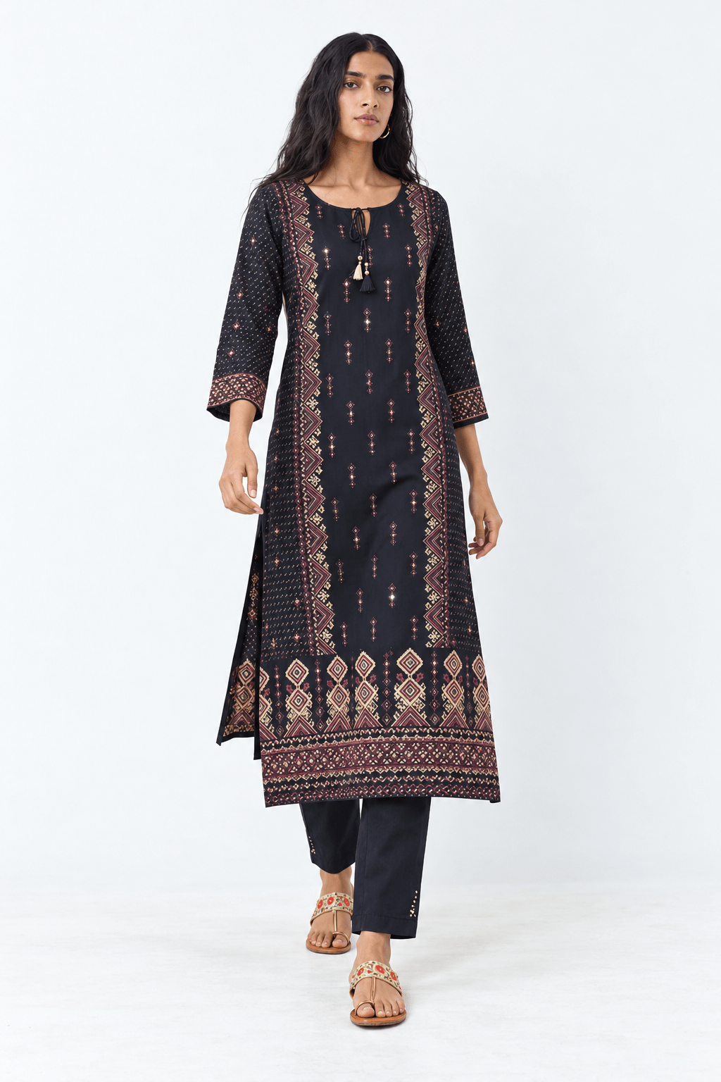 BLUE GOLD PRINTED KURTA SET - DWEEP SARA