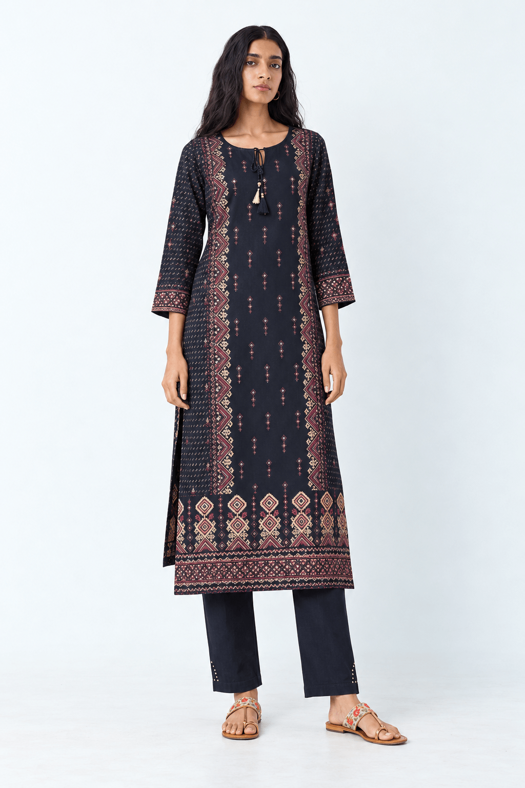 BLUE GOLD PRINTED KURTA SET - DWEEP SARA
