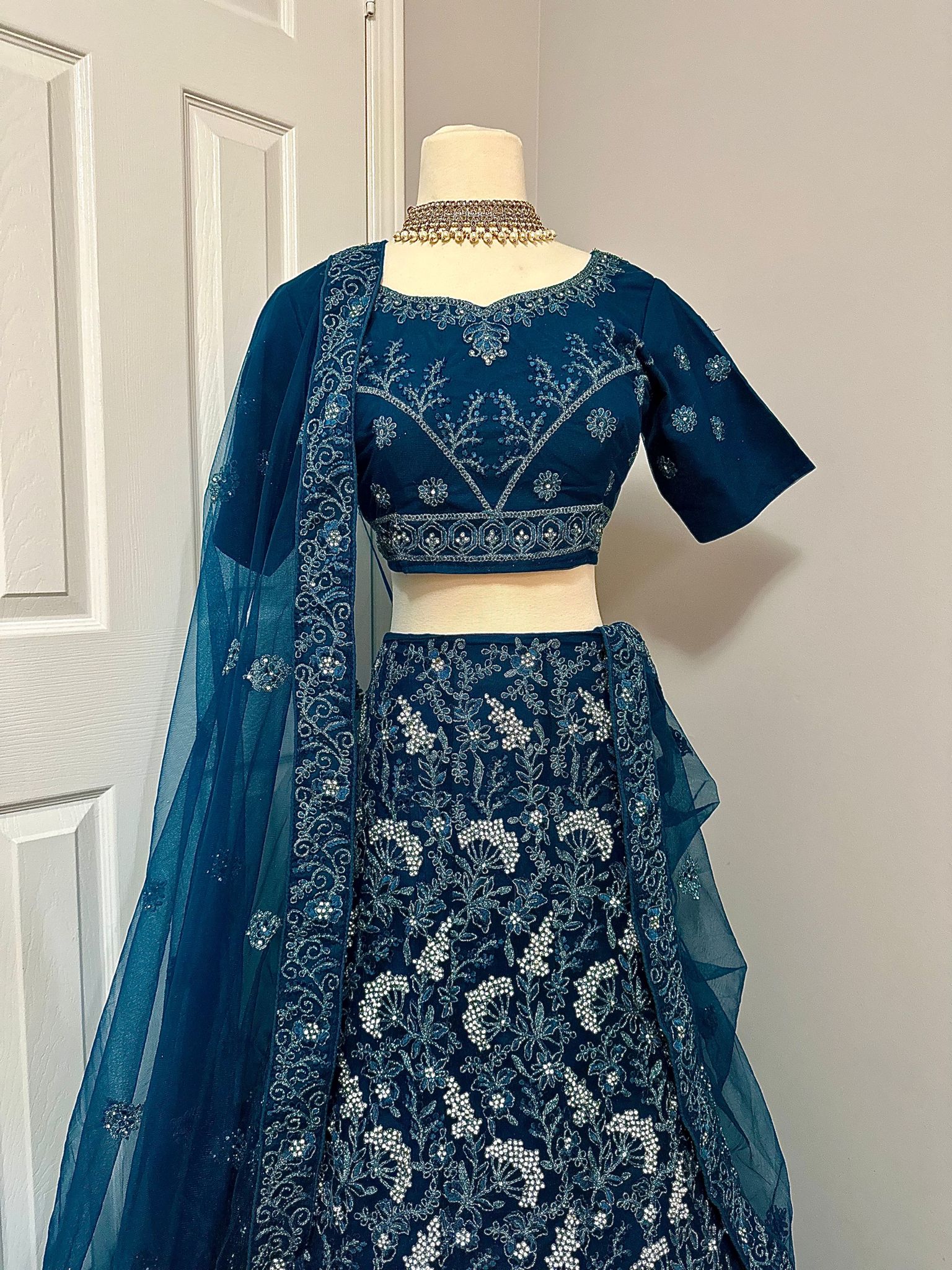 Blue Heavy Embroidered Lehenga Set - DWEEP SARA