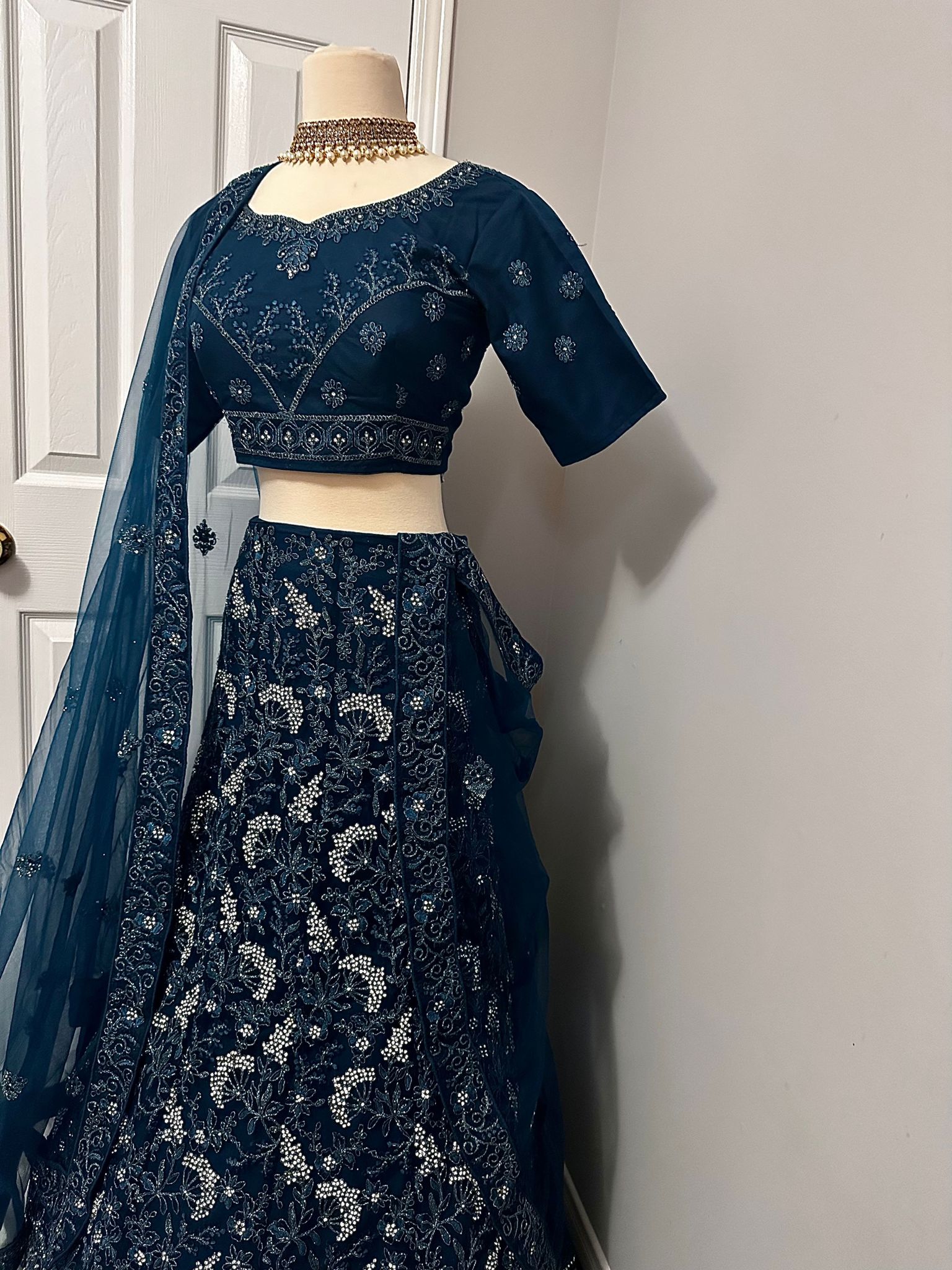 Blue Heavy Embroidered Lehenga Set - DWEEP SARA