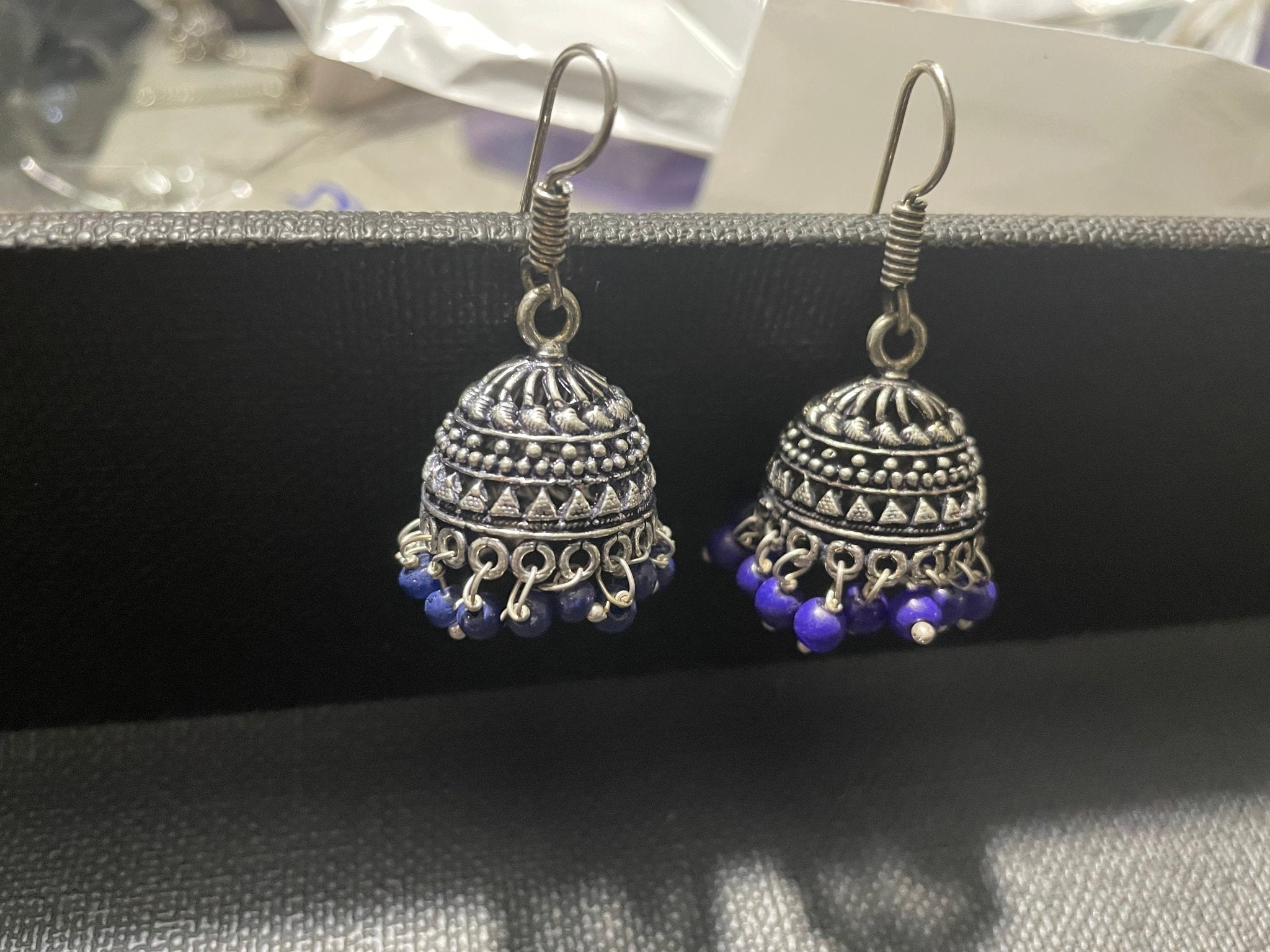 BLUE OXIDIZED EARRINGS - DWEEP SARA