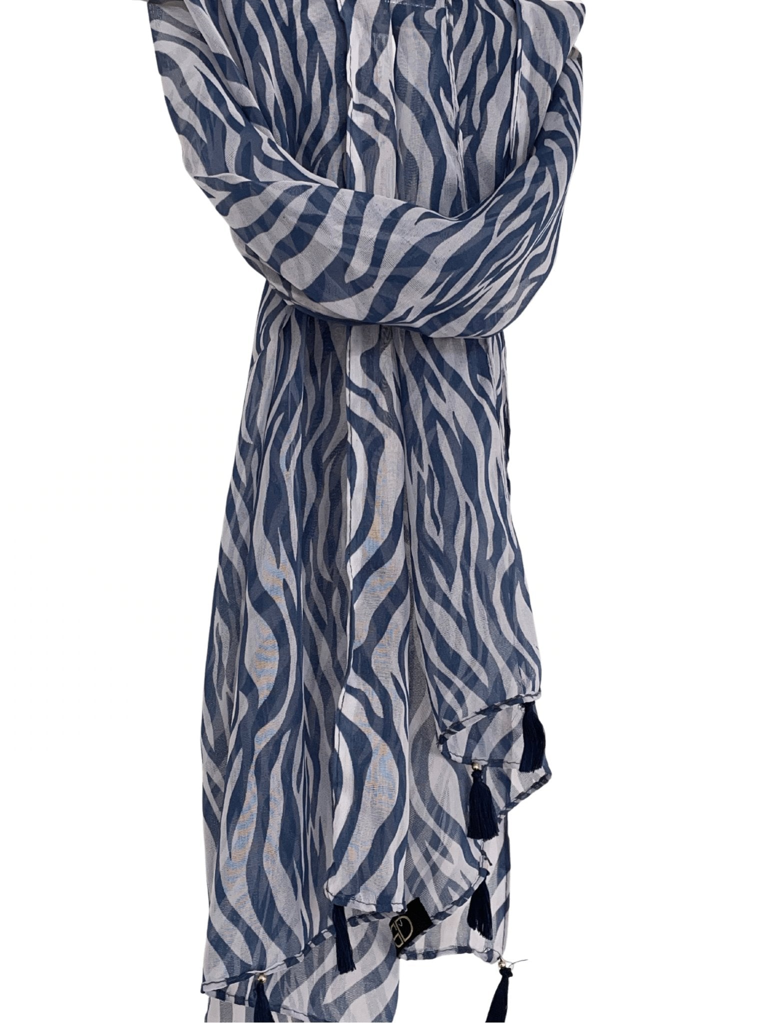 Blue Printed Scarf - DWEEP SARA