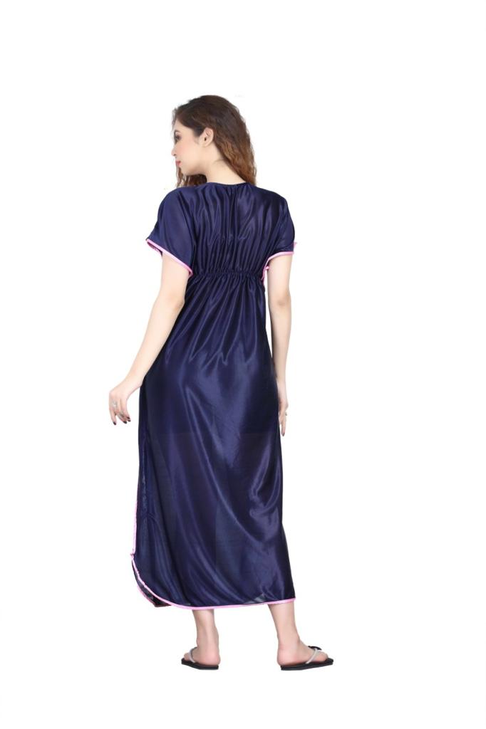 Blue Satin Kaftan Gown - DWEEP SARA