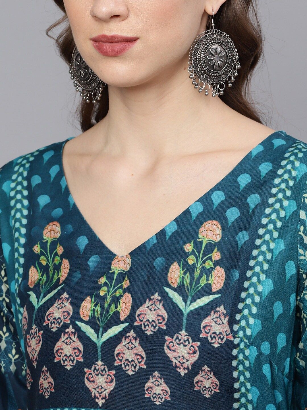 Blue Silk Digital Print Kurta With Pockets - DWEEP SARA