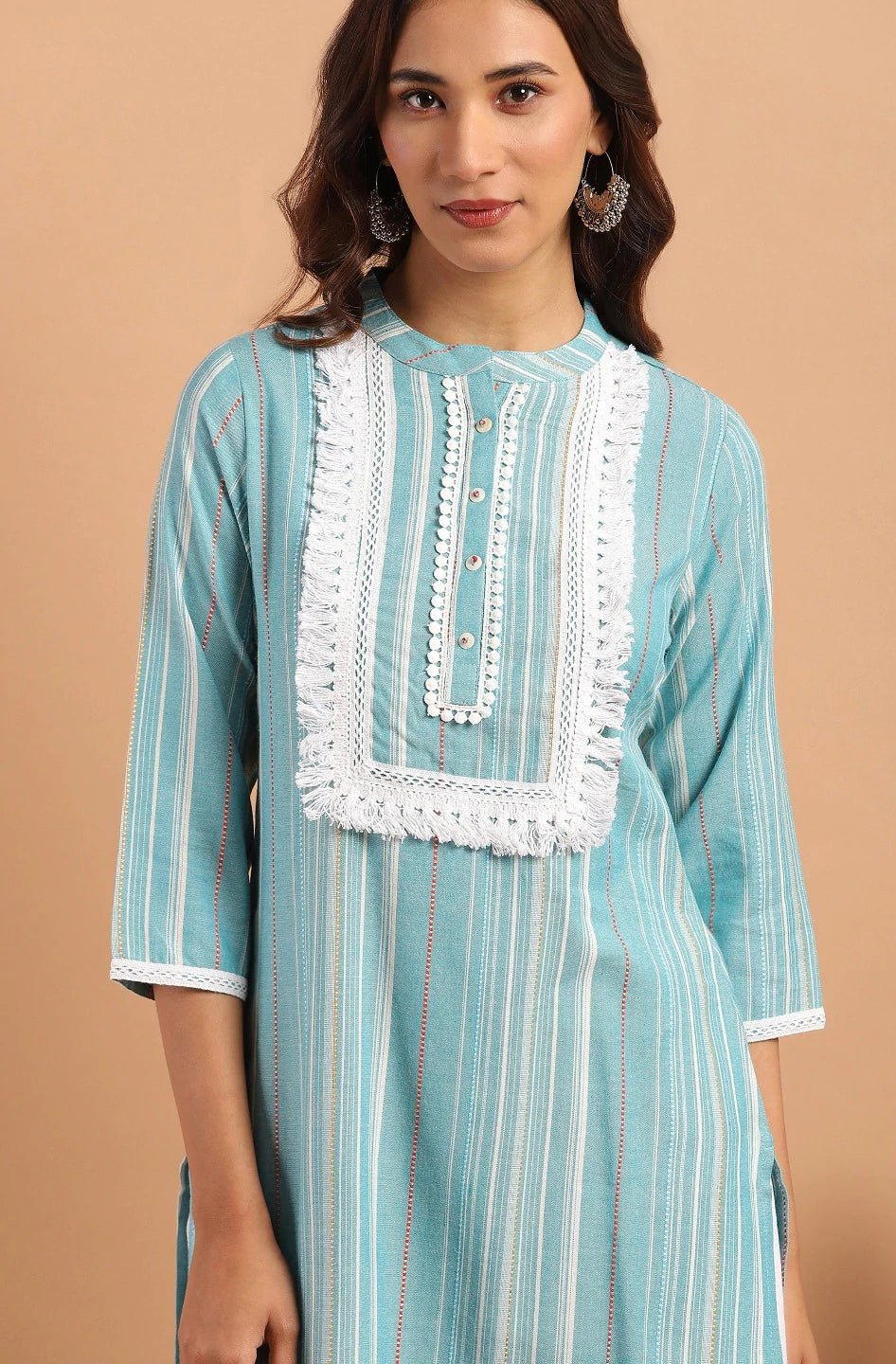 C - Green Cotton Blend Kurta Palazzo Set - DWEEP SARA