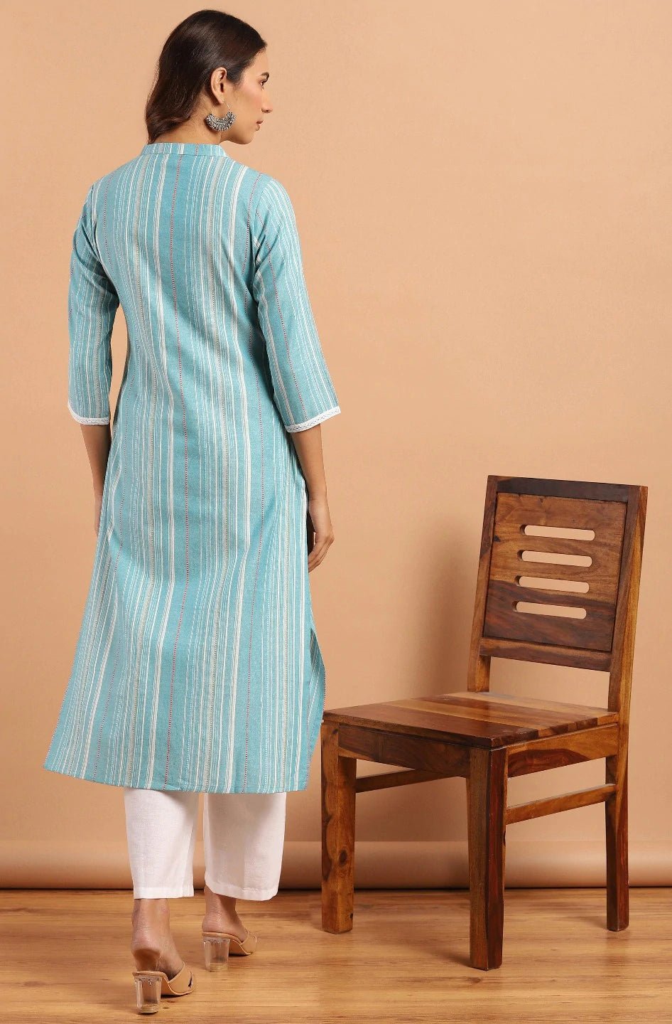 C - Green Cotton Blend Kurta Palazzo Set - DWEEP SARA