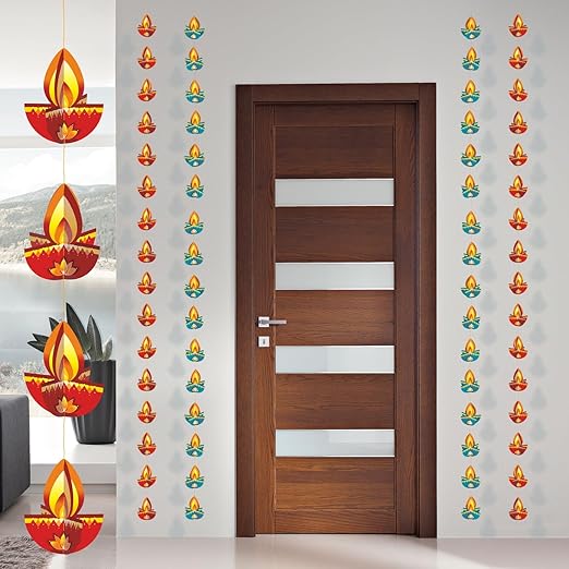 Dweep Sara Diya Hanging - (Pack of 4 Row ) Paper Festive Diwali Decoration for Home, Pooja & Office Decor - DWEEP SARA