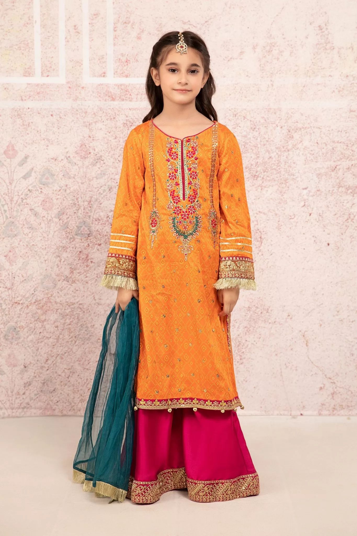 Dweep Sara Kids Indian Pakistani Kids Wear 4 - 14years Lawn Embroidered Shirt, Cotton Printed Palazzo, Exclusive Fancy Dupatta, Full Sleeves Suit Set - DWEEP SARA