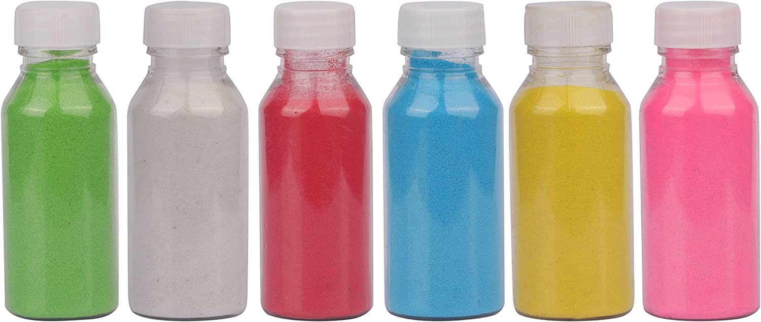 Dweep Sara Rangoli Colour Powder Bottles for for floor Rangoli Art Home Decor Pooja Set of 6 Rangoli colors - DWEEP SARA