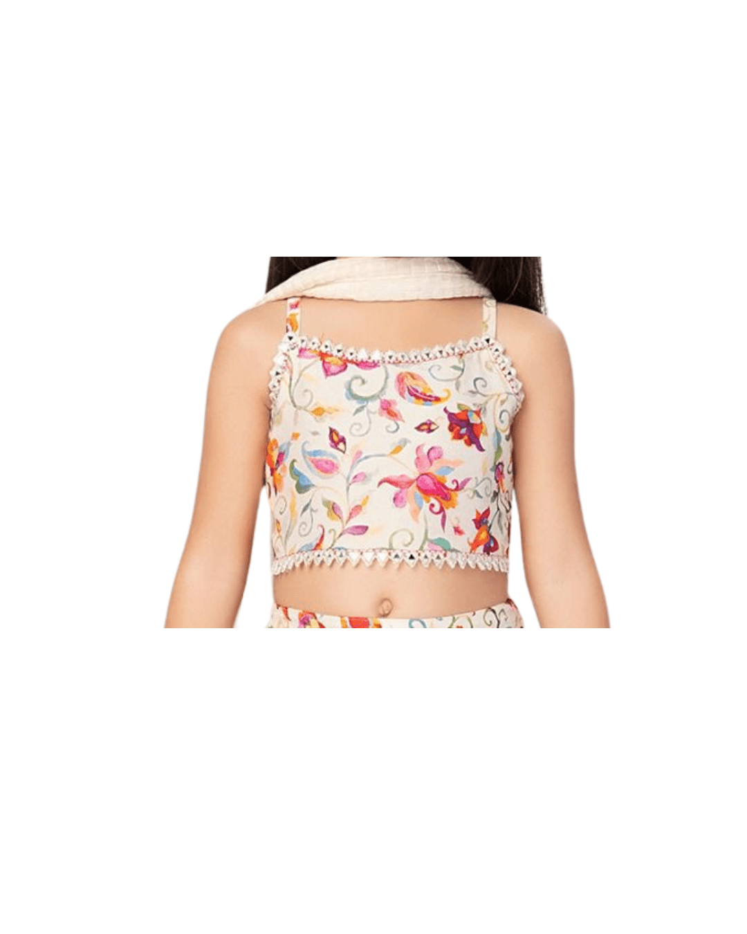 Elegant Floral Embroidery Lehenga Choli for Girls – Cream Multicolor - DWEEP SARA
