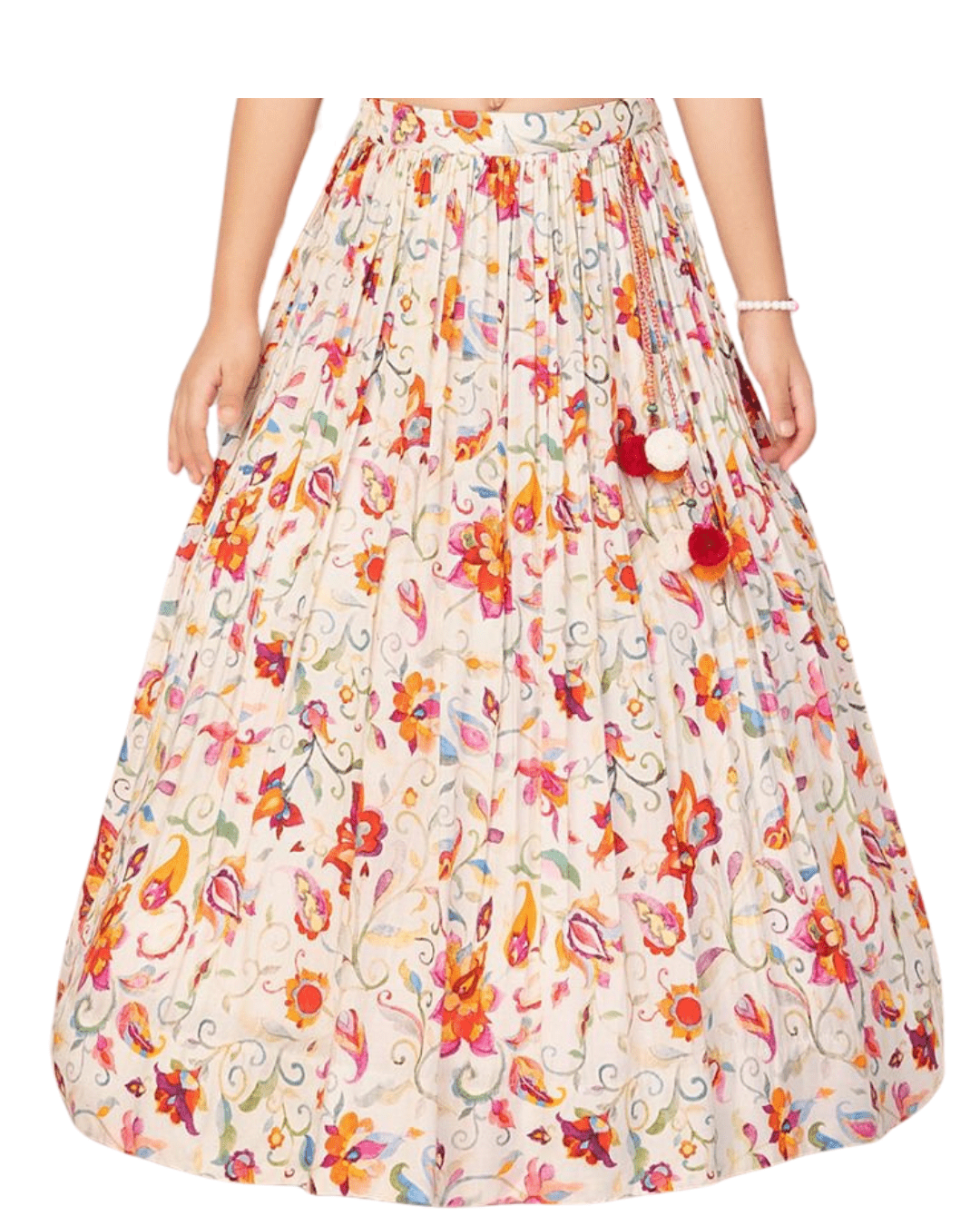 Elegant Floral Embroidery Lehenga Choli for Girls – Cream Multicolor - DWEEP SARA