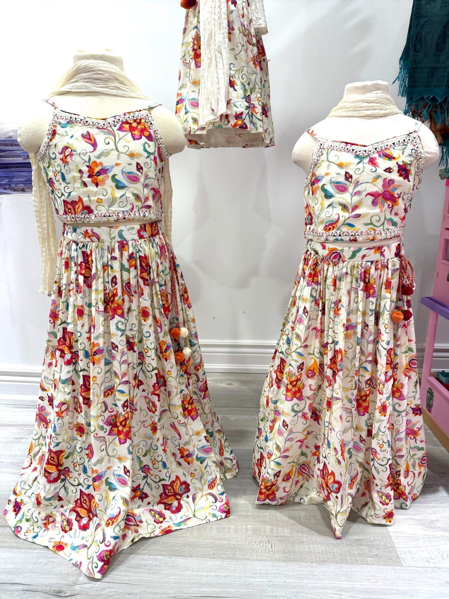 Elegant Floral Embroidery Lehenga Choli for Girls – Cream Multicolor - DWEEP SARA