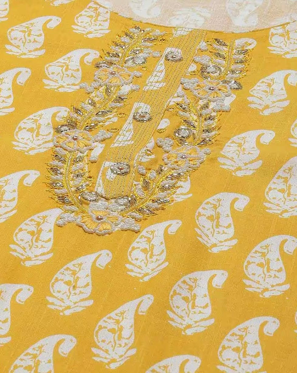 Elegant Yellow Straight Embroidered Kurta - DWEEP SARA