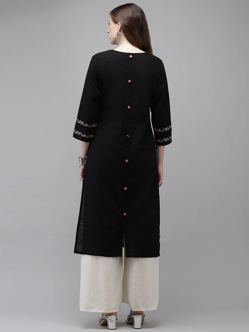 Embroidered Black Kurta - DWEEP SARA