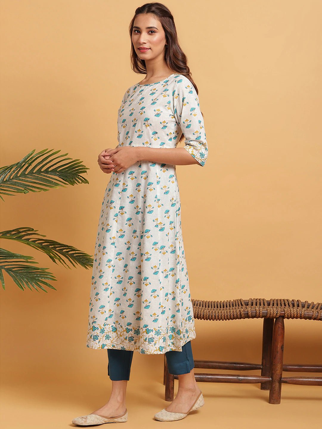 Floral Print Cotton Kurta - DWEEP SARA