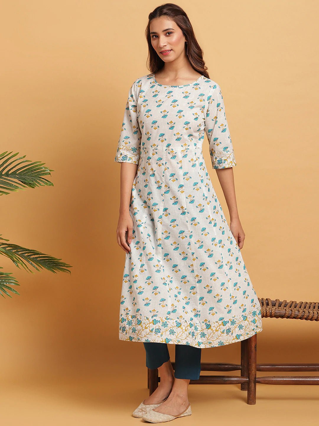 Floral Print Cotton Kurta - DWEEP SARA