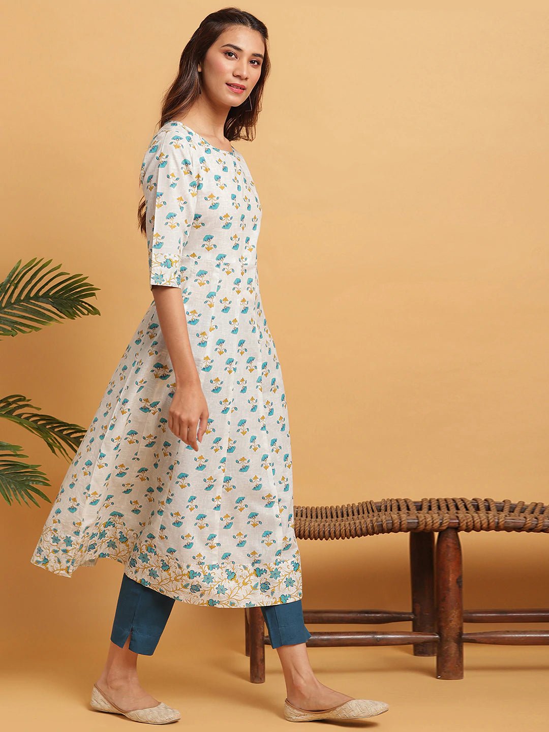 Floral Print Cotton Kurta - DWEEP SARA