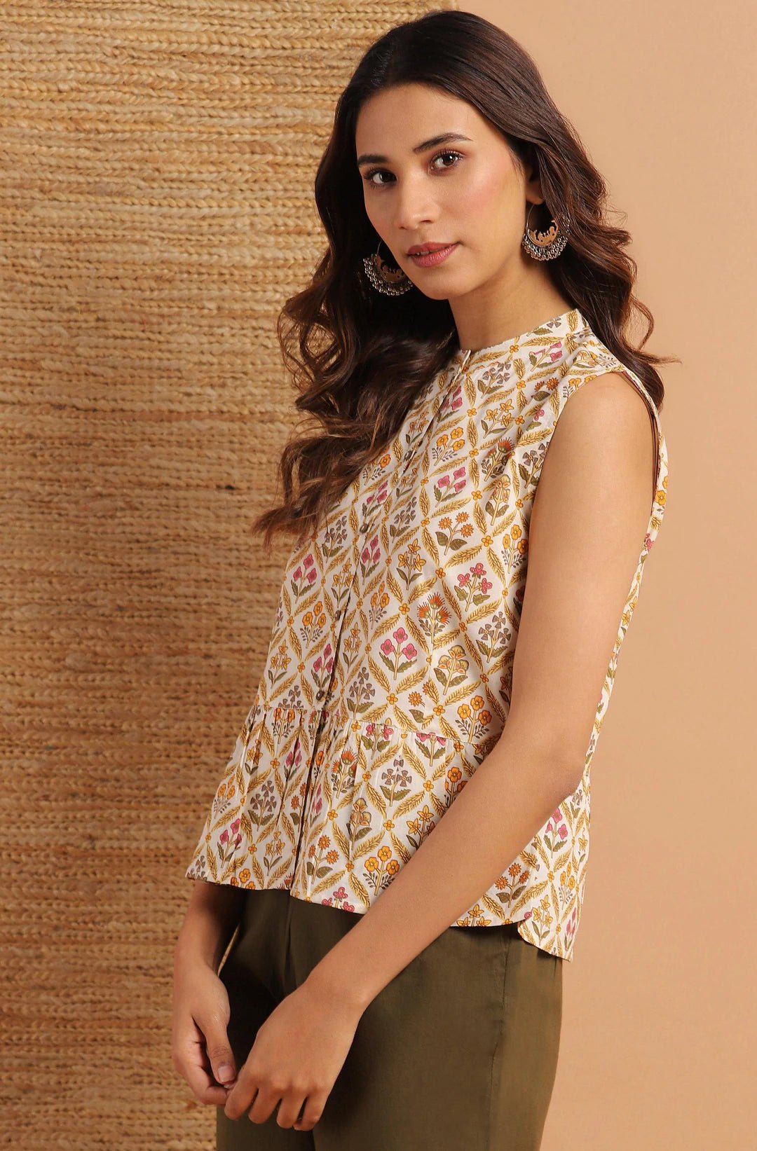 Floral Print Cotton Top - DWEEP SARA