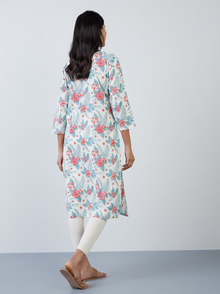 Floral Print Multicolor Straight Kurta - DWEEP SARA