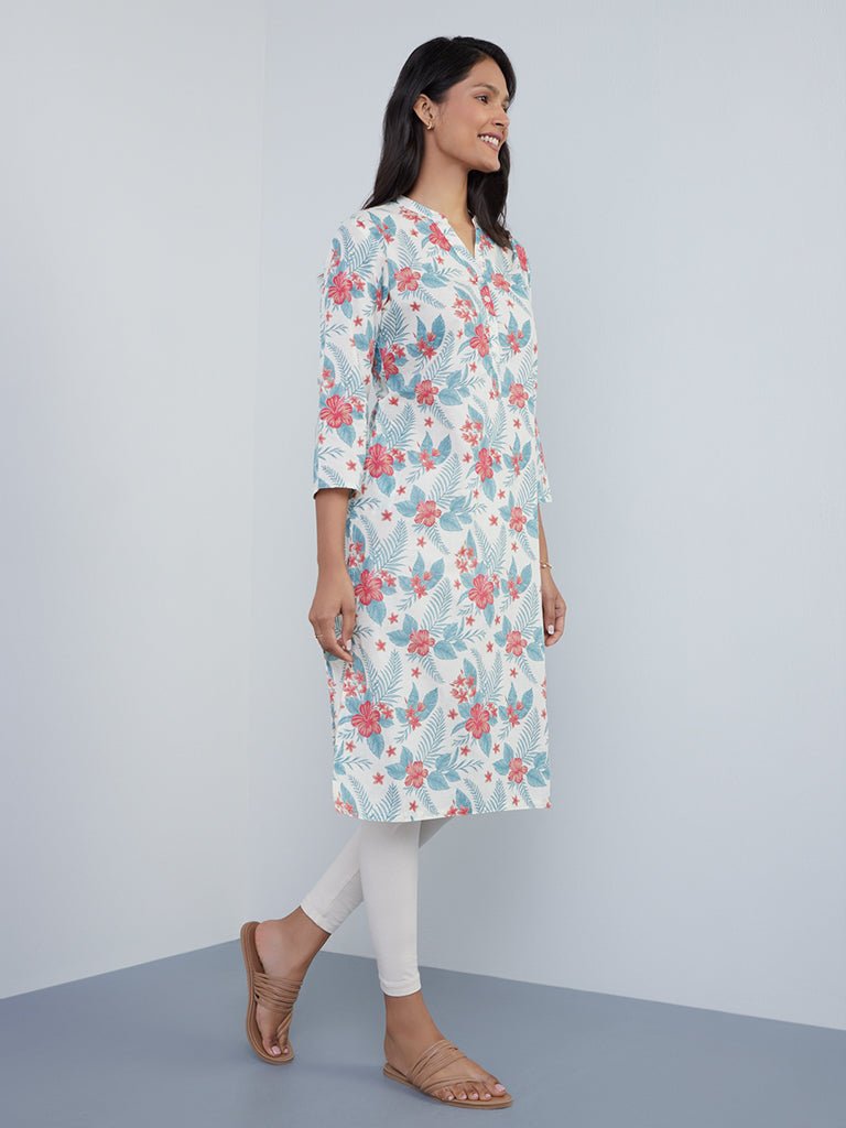 Floral Print Multicolor Straight Kurta - DWEEP SARA