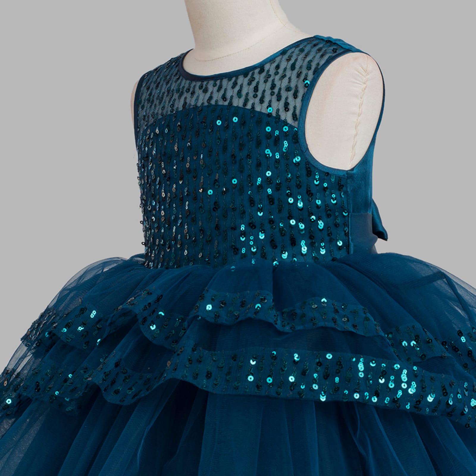 Girls Blue Embellished Kids Dress - DWEEP SARA