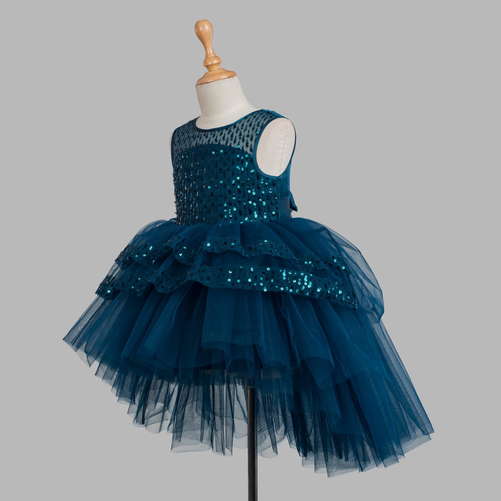 Girls Blue Embellished Kids Dress - DWEEP SARA