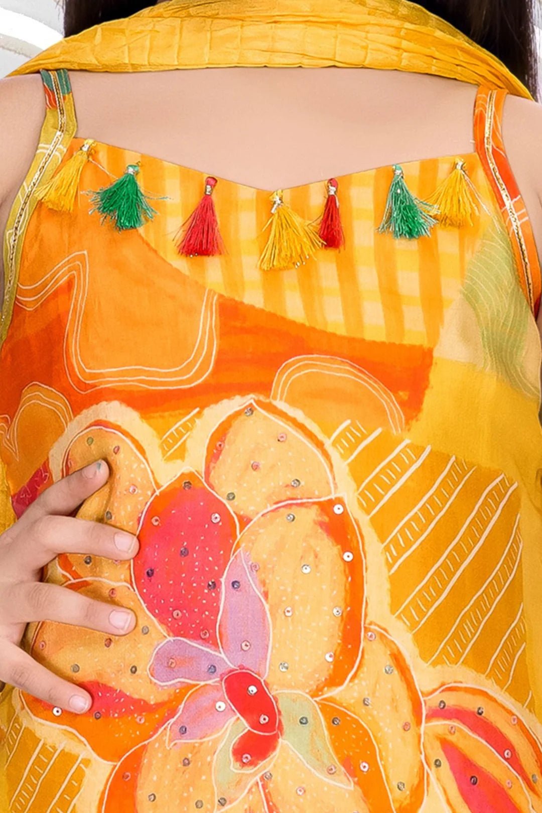 Girls' Festive Floral Printed Yellow Sharara Set – Style 4904 - DWEEP SARA