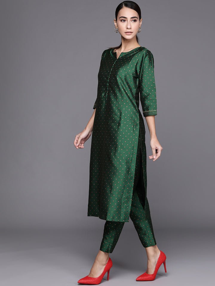 Green Art Silk Suit Set - DWEEP SARA