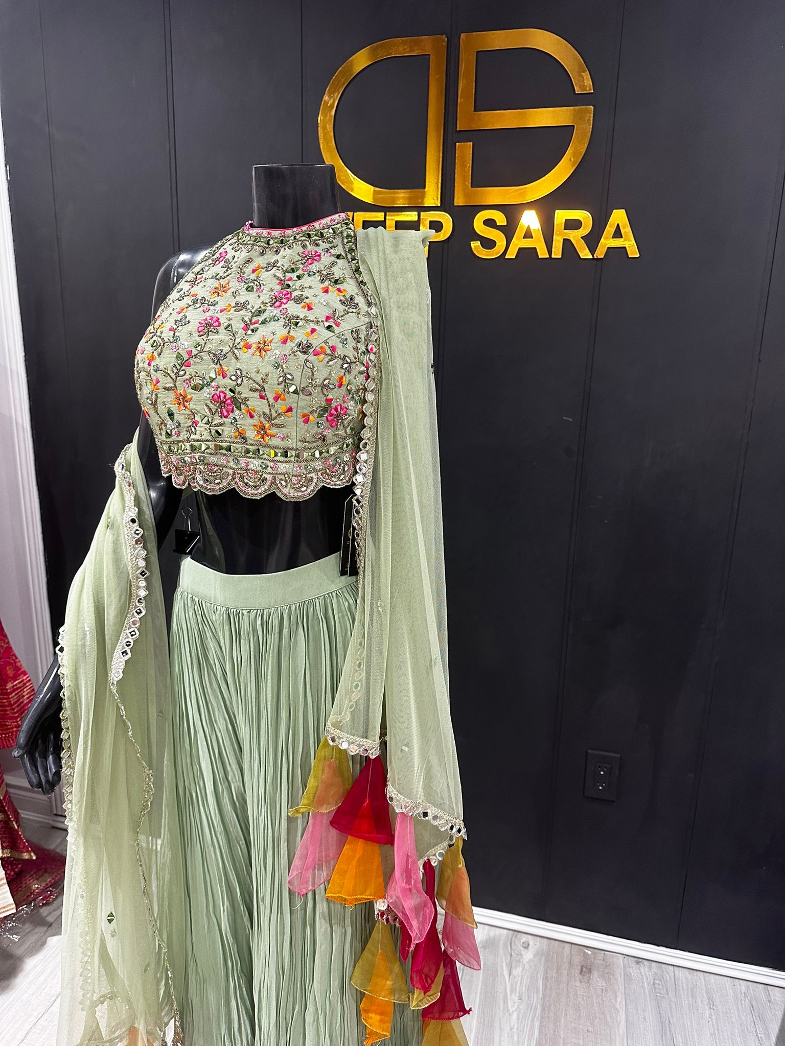 Green Embroidered Indo StyleSharara Set - DWEEP SARA