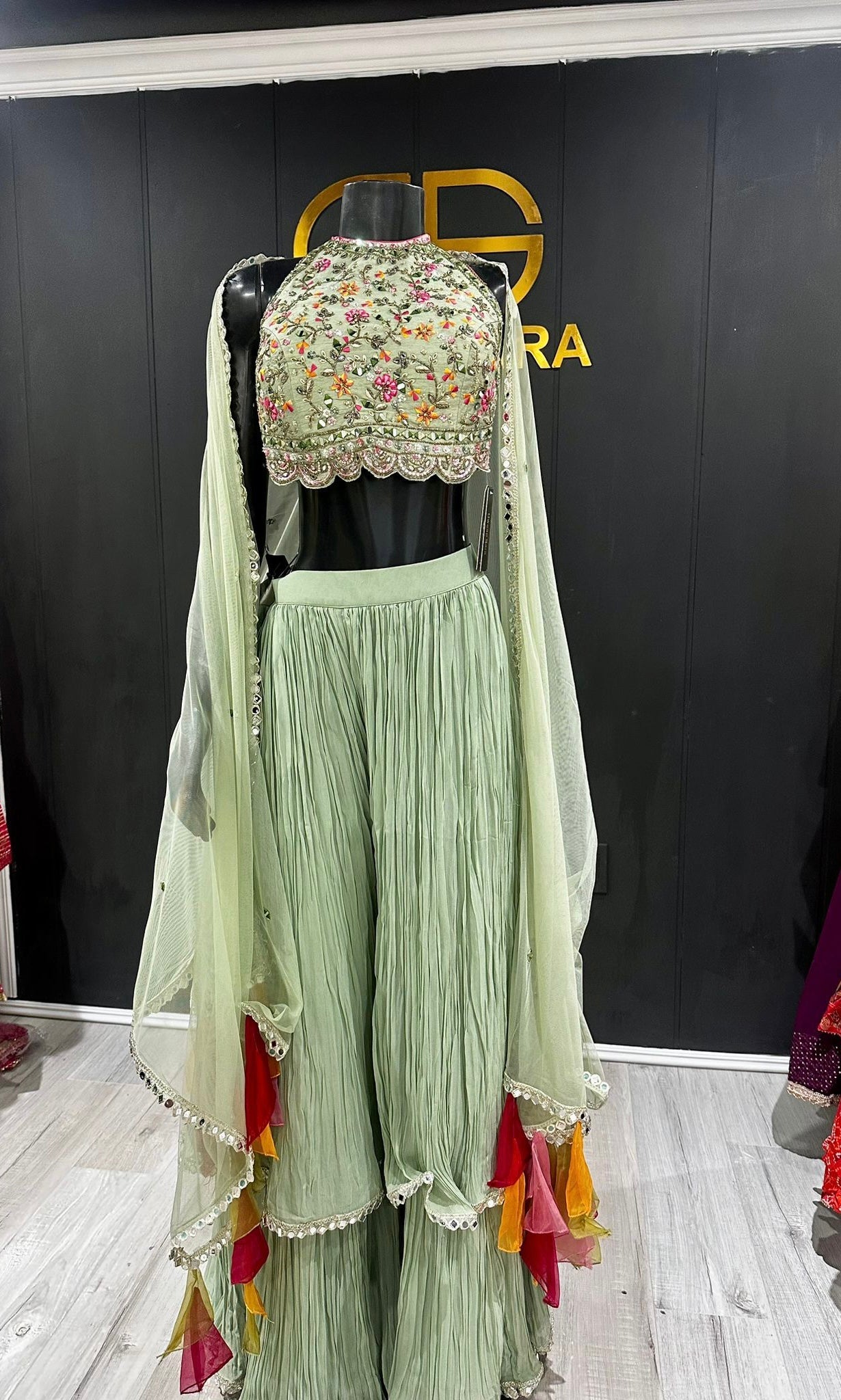 Green Embroidered Indo StyleSharara Set - DWEEP SARA