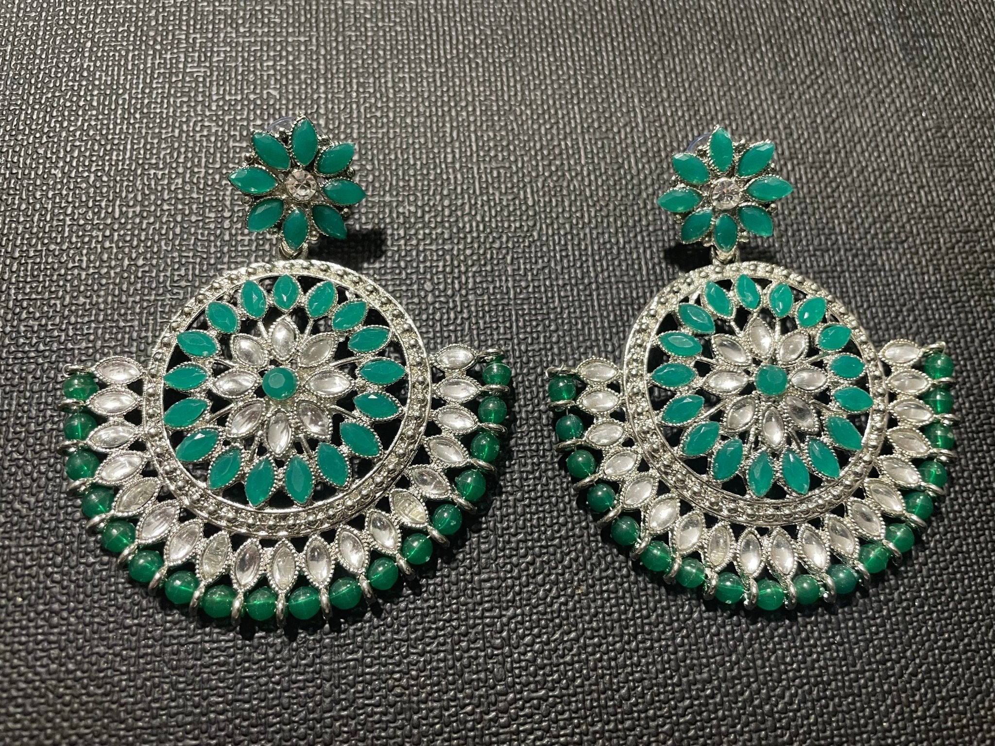 GREEN KUNDAN EARRINGS - DWEEP SARA