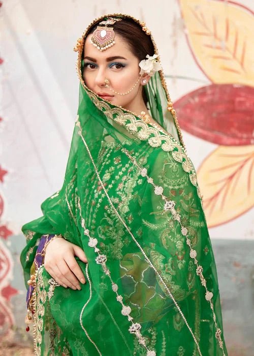 Green Organza Raw Silk Embroidered Suit Set - DWEEP SARA