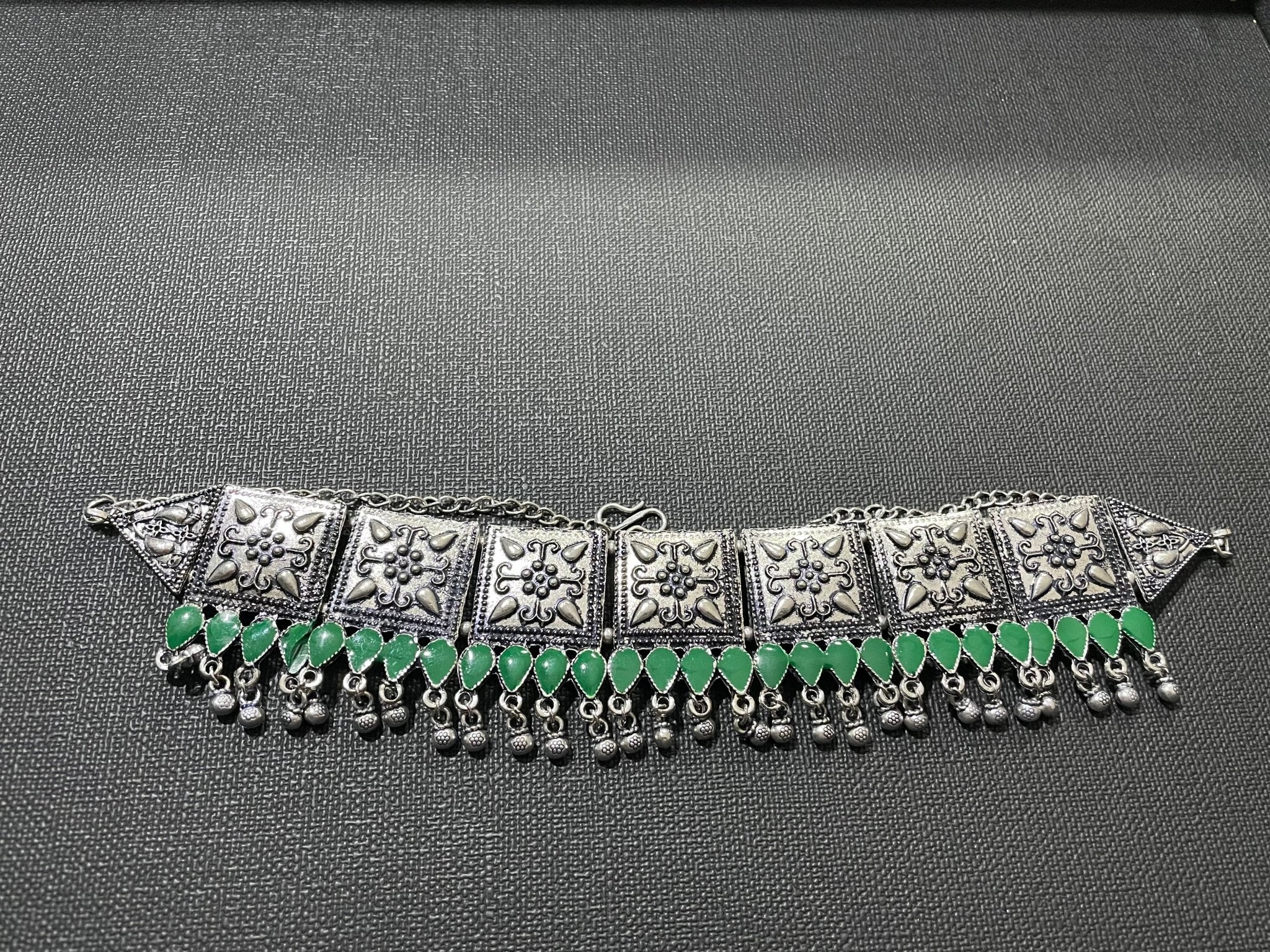 GREEN OXIDISED CHOKER - DWEEP SARA