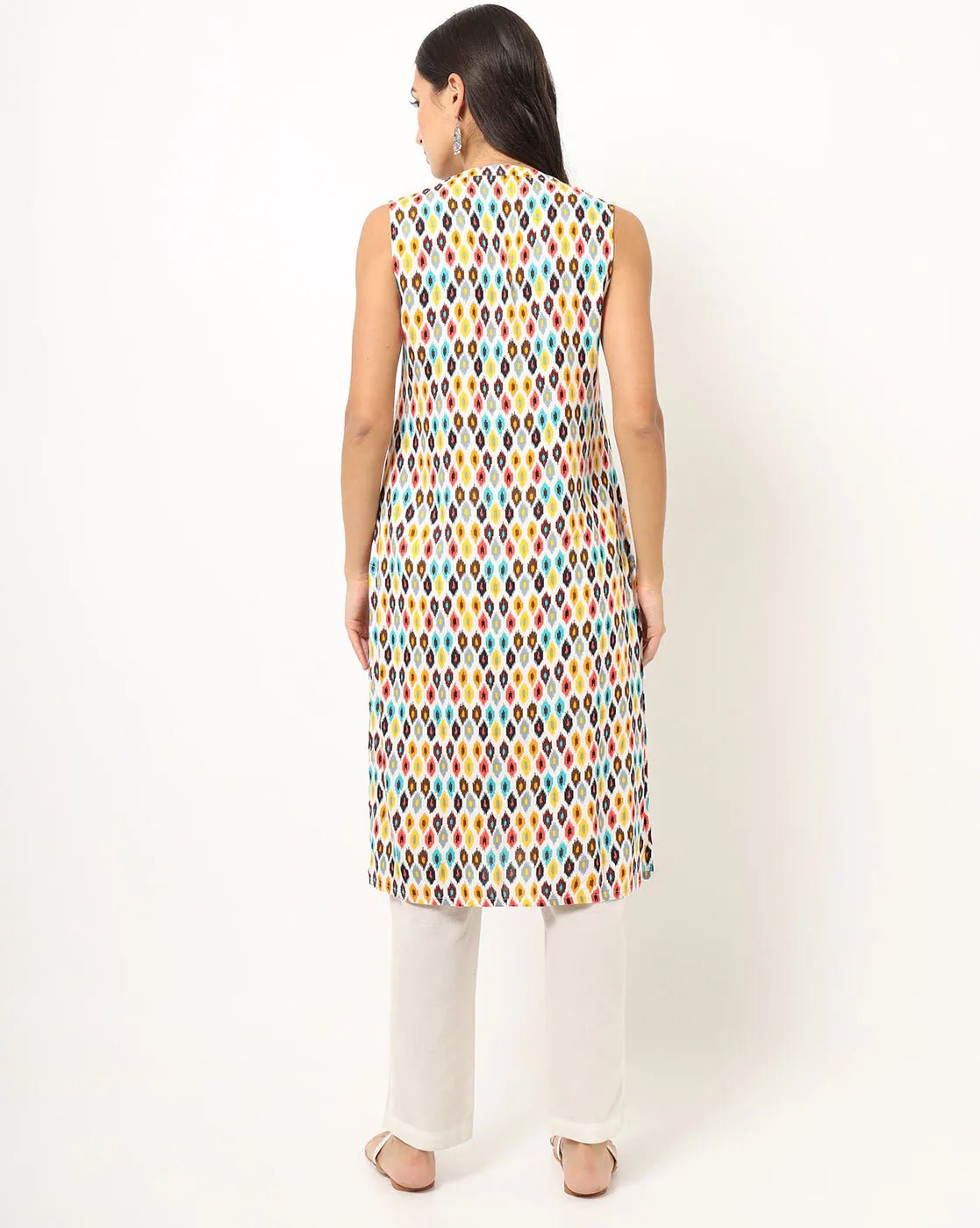 Ikat Print Rayon Straight Kurta - DWEEP SARA