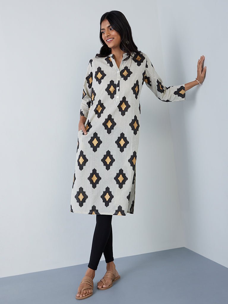 Ikat Print Straight Kurta - DWEEP SARA