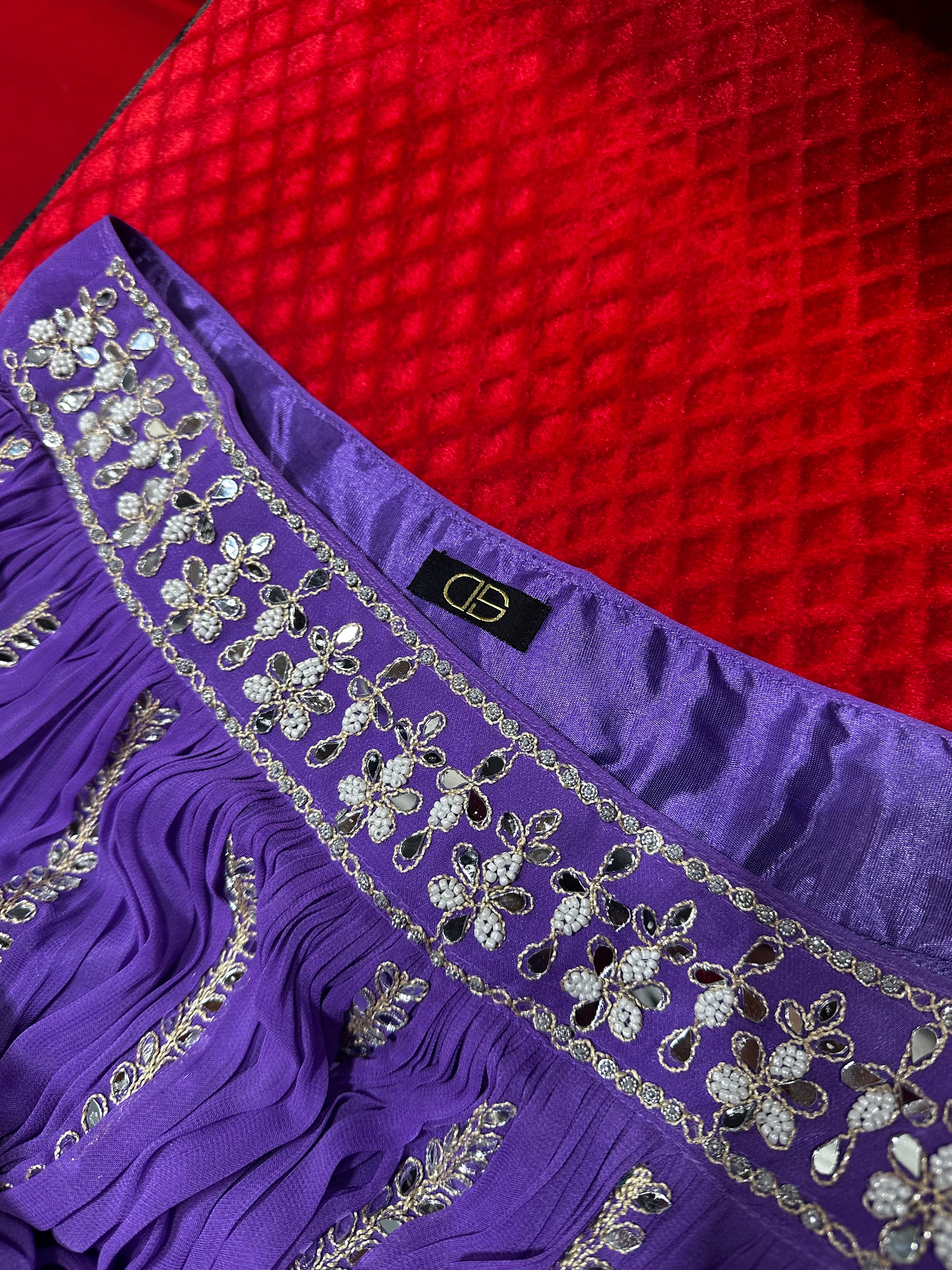 Purple Mirror Work Fully Embroidered Lehenga Set