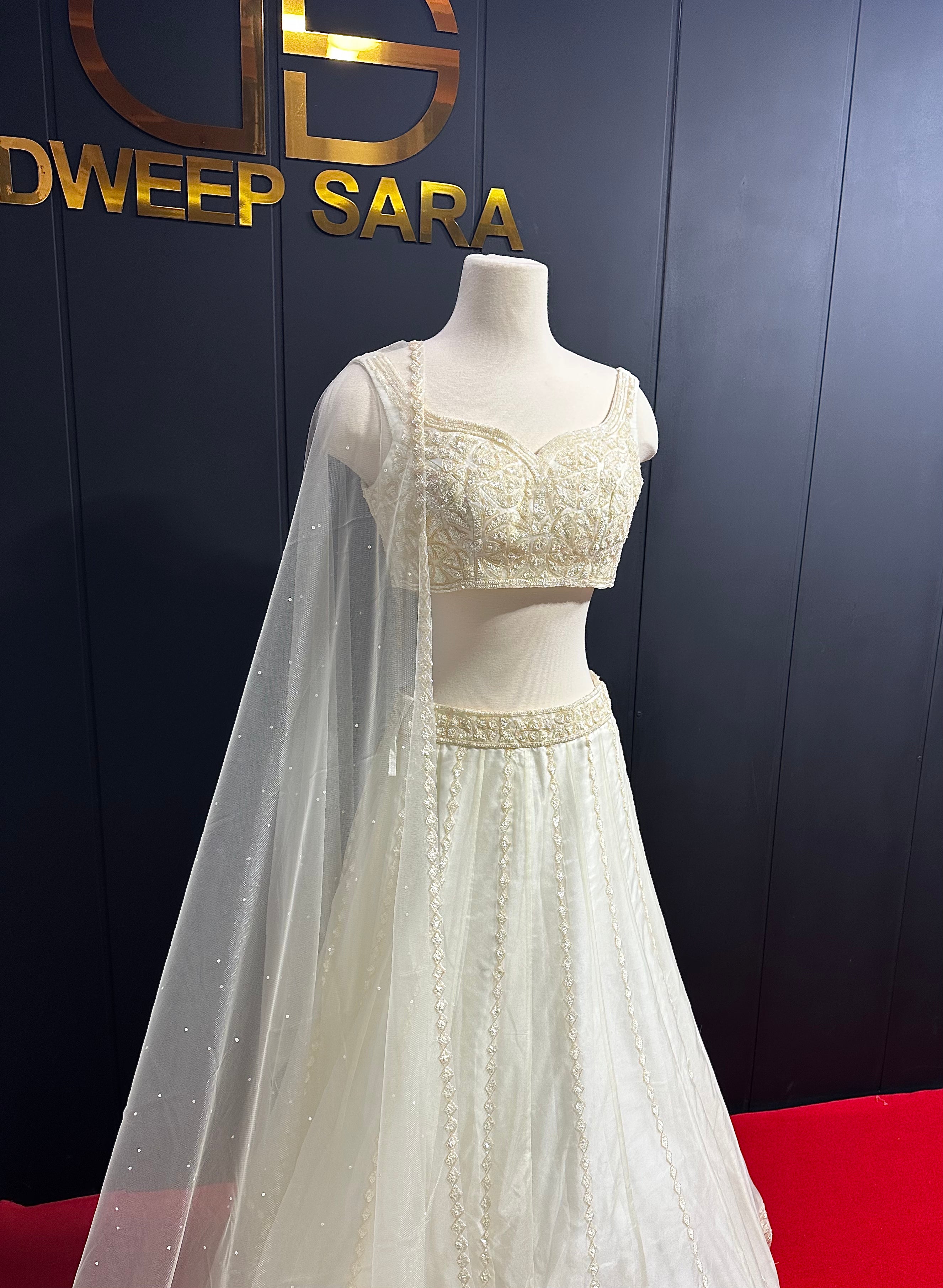 Pure White Organza Full Handwork Lehenga