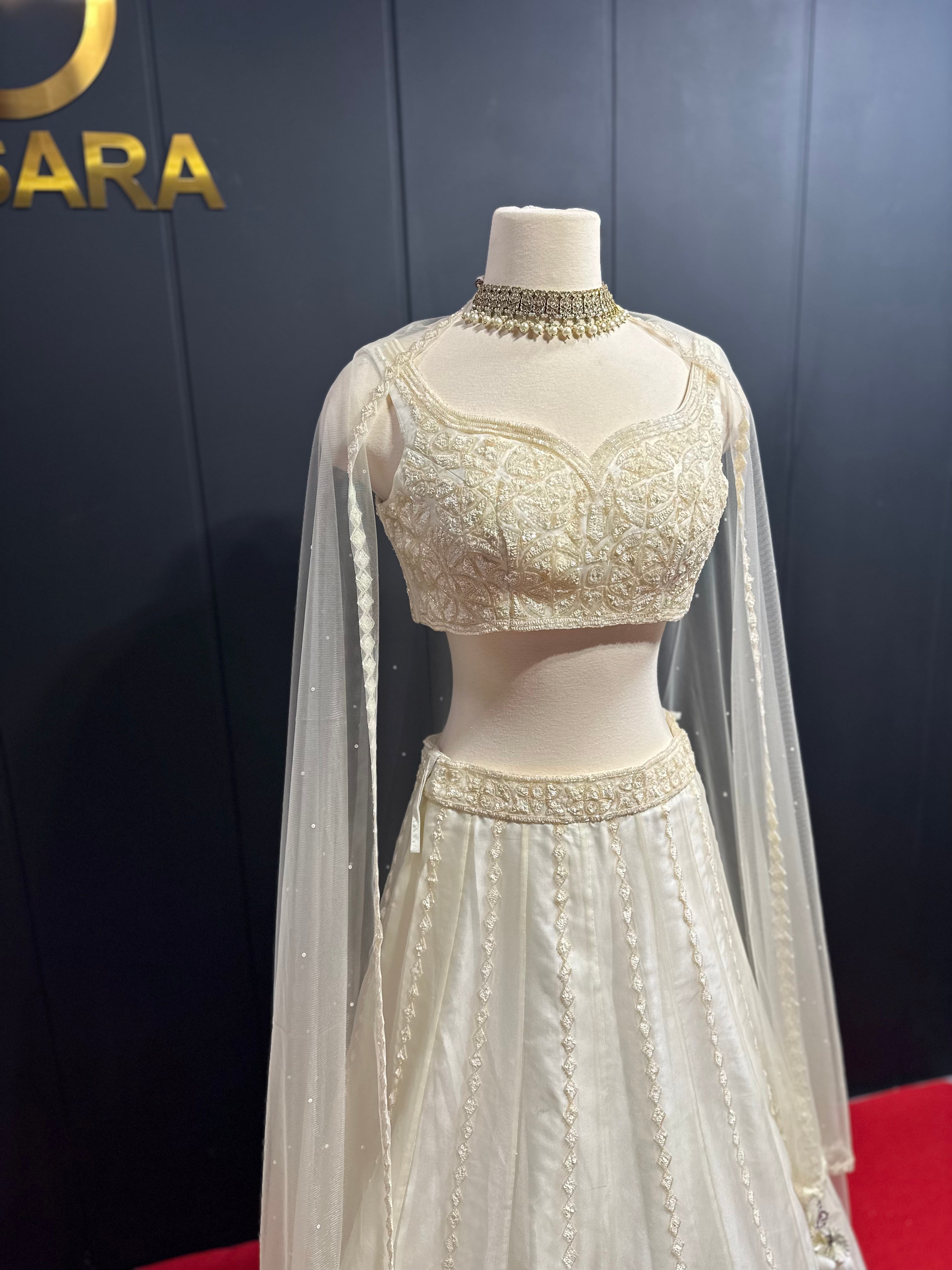 Pure White Organza Full Handwork Lehenga