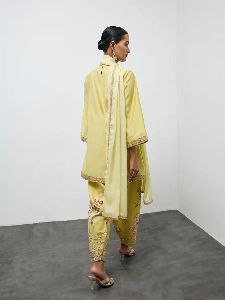 Lime Embroidered Ethnic Farsi Salwar set - DWEEP SARA