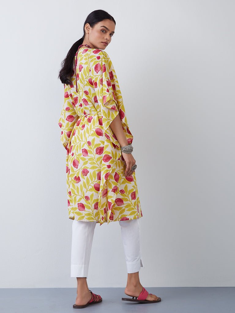 Lime Printed Kaftan - DWEEP SARA